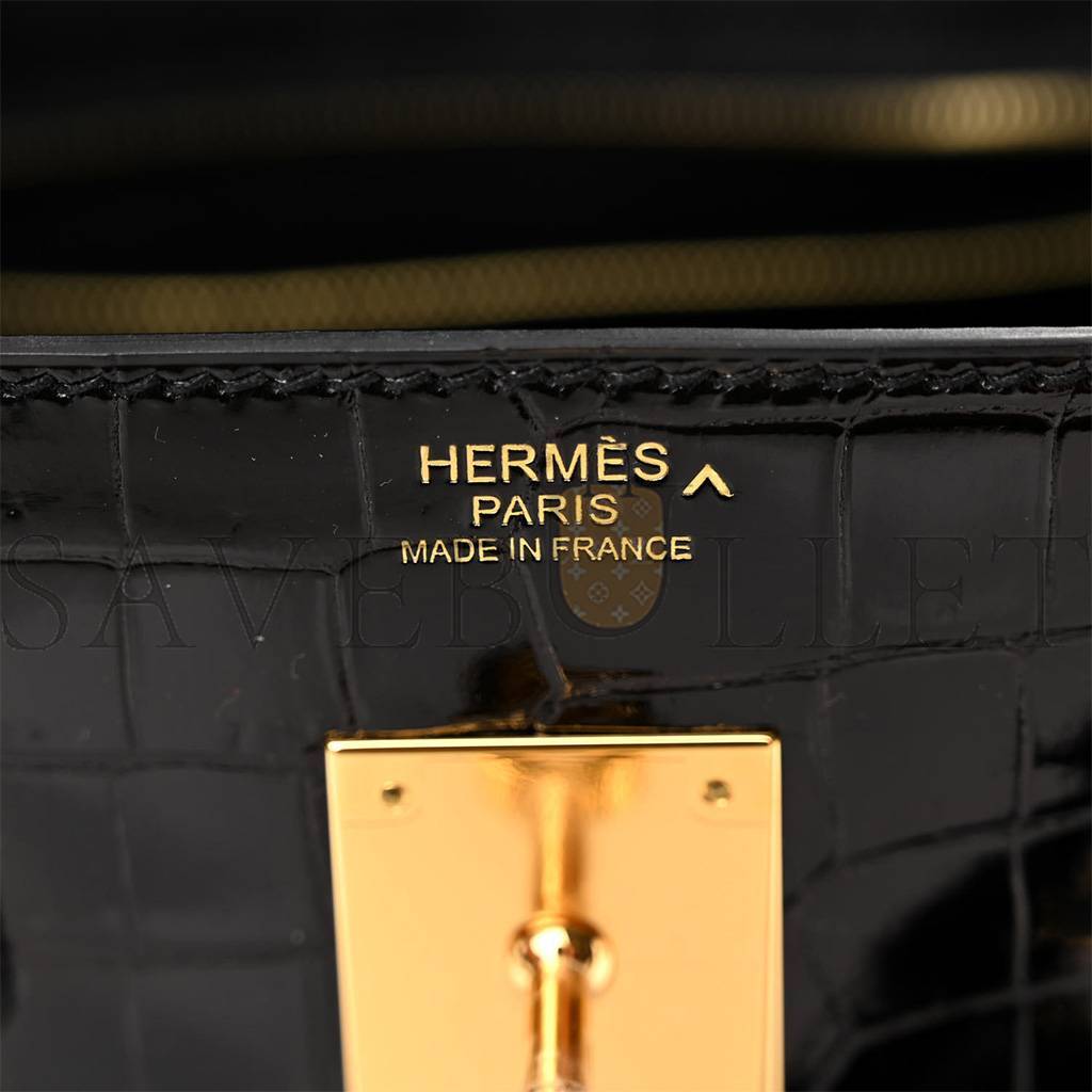 H**mes noir black ghw niloticus crocodile birkin 30 handbag (30*22*16cm)